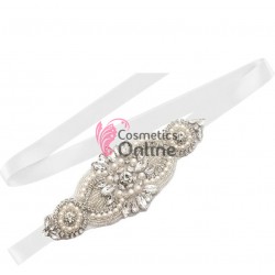 Brau din satin Hand Made Luxury BLT034MM cu Crystale aplicate pentru rochie de mireasa